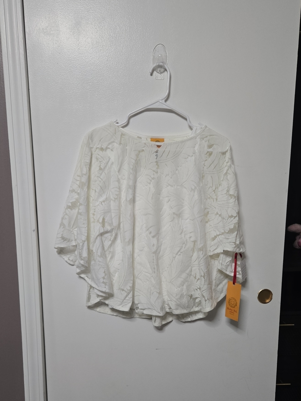 Ruby Rd. White Textured Floral Boatneck Blouse